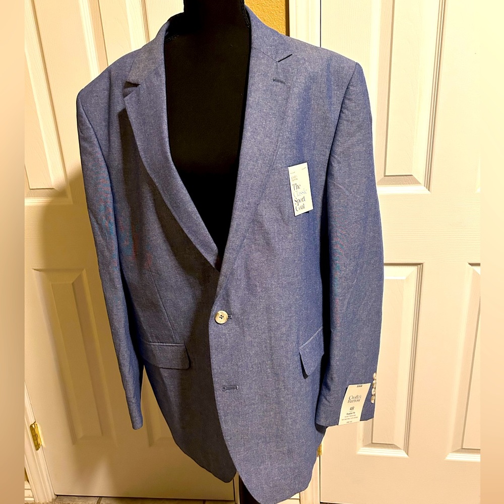 Men’s sport coat 48R Blue NWT Croft & Barrow